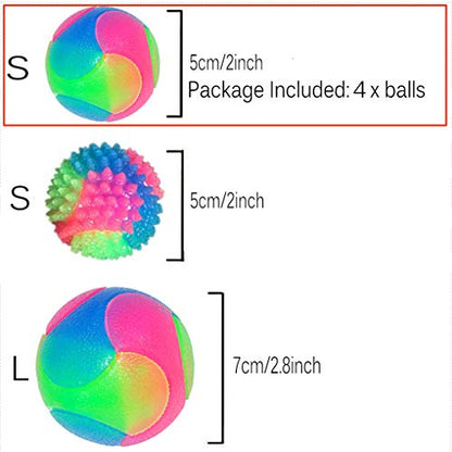 4 pcs Light Up Dog Balls Flashing Elastic Ball Glow in The Dark Interactive Pet Toys for Puppy, Cats, Dogs - color: 4 pcs smooth balls