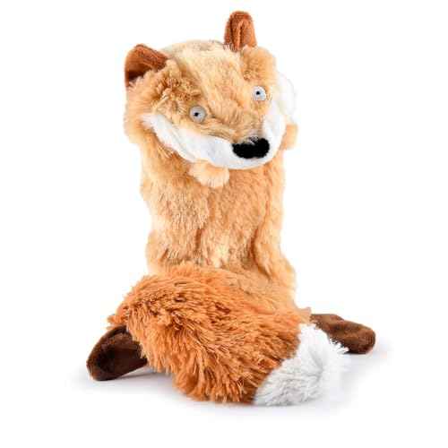 Jeffers Pet Thinnies Unstuffed Plush Dog Toy with Rope & Squeaker – 21" Fox, Flat Stuffing Free Chew Toy for Dogs & Puppies – Soft, Durable, Interactive Play, Fetch, Tug, Training, Teething - color: Fox