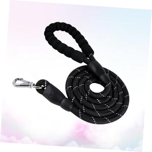 TOYANDONA Reflective Dog Leash 1.5m Black Pet Lead Haulage Cable Sturdy Rope for Walking and Training in Low Light Conditions