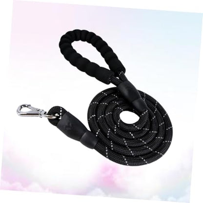 TOYANDONA Reflective Dog Leash 1.5m Black Pet Lead Haulage Cable Sturdy Rope for Walking and Training in Low Light Conditions