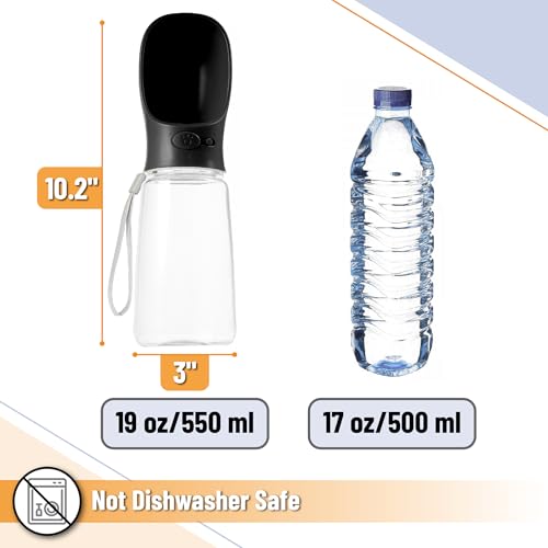 Mr. Pen- Portable Dog Water Bottle, 19 oz, Large, Leak Proof Puppy Water Dispenser with Drinking Feeder for Pets, Outdoor Walking, Hiking, Travel, Not Dishwasher Safe - color: Black