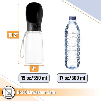 Mr. Pen- Portable Dog Water Bottle, 19 oz, Large, Leak Proof Puppy Water Dispenser with Drinking Feeder for Pets, Outdoor Walking, Hiking, Travel, Not Dishwasher Safe - color: Black