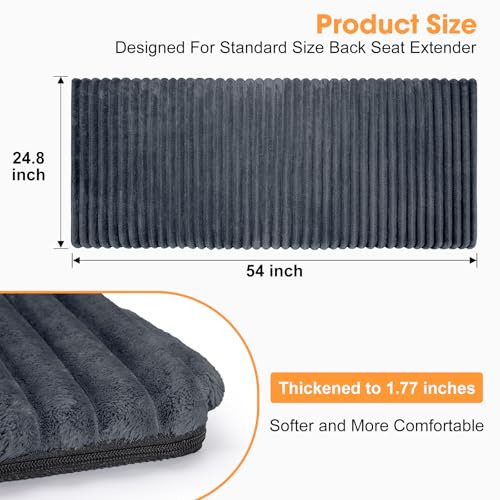 Backseat Pet Bed Mat, Non-Slip Dog Bed for Car Back Seat, Washable Travel Pet Mat with Removable Cover, Dog Seat Covers Protector Fit for Backseat Extenders and Trucks SUVs, 54"x 24.8", Grey - color: Grey