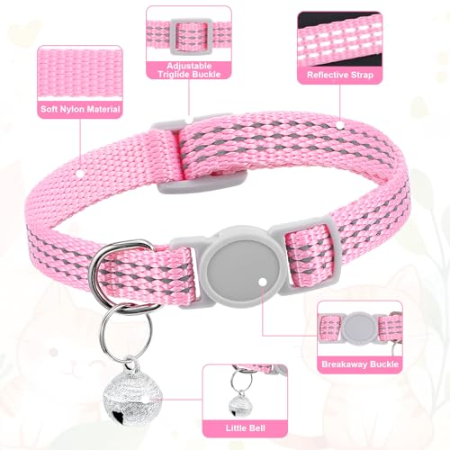 5 Pcs Breakaway Cat Collars, Reflective Cat Collar Small Cats Collar with Bells Adjustable Kitten Collars Pet Supplies 7.9" - 13" Inches 5 Bright Colors Reflective for Kitten Small Pets