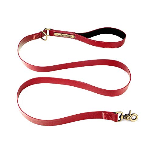Tuff Pupper Classic 6 Foot Heavy Duty Dog Leash | 10x Stronger Than Leather | 100% Waterproof & Odor Proof Dog Leash | Tough Rust-Proof All Metal Hardware - color: Crimson Red