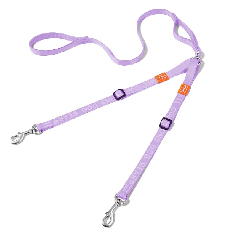 Double Dog Leash, No Tangle 360° Swivel, Adjustable Two Padded Handles, Double Clip Dog Leash Coupler Splitter Breeds (Lavender, 2/3'' x 4.8 FT, Ultralight) - color: Lavender, size: Pro S/M Handle