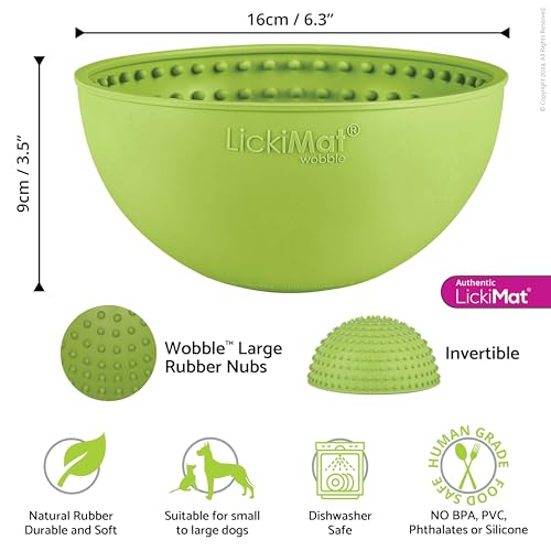 LickiMat Wobble, Dog Slow Feeder Bowl Lick Mat, Boredom Anxiety Reducer; Perfect for Food, Treats, Yogurt, or Peanut Butter. Fun Alternative to a Slow Feed Dog Bowl, Green - color: Green