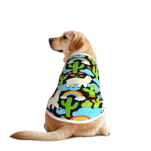 SWEET TANG Breathable Mesh Puppy T-Shirt Cute Cactus Blue Sky Rainbow Llama Alpaca, Lightweight Stretch Sporty Dog Clothes for Medium Large Dogs, X-Large - color: Pattern (223), size: X-Large