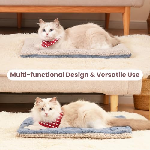 Self Warming Cat Bed, 28 X 22 Inch Reversible Two-Sided Use Self Heating Mat for Cats and Dogs, Washable Cat Warming Pad for Indoor Use, Cozy Flannel Base. (M - 28 X 22 Inch) - size: M - 28 X 22 Inch