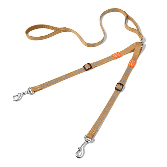 Double Dog Leash, No Tangle 360° Swivel, Adjustable Two Padded Handles, Double Clip Dog Leash Coupler Splitter Breeds (Brown, 2/3'' x 4.8 FT, Ultralight) - color: Brown, size: Pro S/M Handle