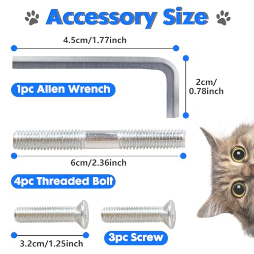 PowerKing Thick Natural Sisal Replacement Scratching Post,15.7" Length, 4.5" Thick, 2Pcs M8 Cat Scratch Post Refill Poles, Ideal for Refurbishment, Includes Screws, White - color: White, size: 15.7''+15.7'' (4.5'' Thick)