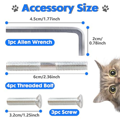PowerKing Thick Natural Sisal Replacement Scratching Post,15.7" Length, 4.5" Thick, 2Pcs M8 Cat Scratch Post Refill Poles, Ideal for Refurbishment, Includes Screws, White - color: White, size: 15.7''+15.7'' (4.5'' Thick)
