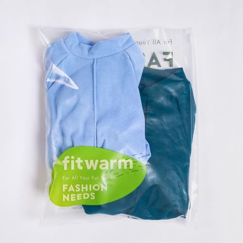 Fitwarm 2 Pack Lightweight Fleece Dog Pajamas, Warm Winter Dog Clothes for Small Dogs Boy Girl, Fuzzy Pet Onesie with Feet, Light Sky Blue, Turquoise, Large - color: LightSkyBlue, size: Large