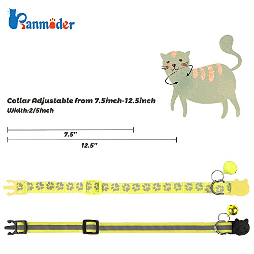 2 Pack Reflective Cat Collar Breakaway with Bell,Personalized Kitten Collars,Adjustable Safety Buckle Collar for Male Cats Girls & Boys (Yellow) - color: Yellow