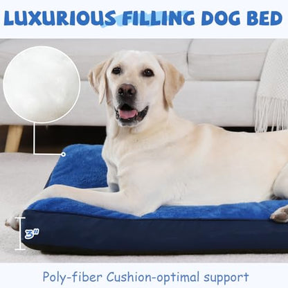 Dog Crate Bed Waterproof Deluxe Plush Dog Beds with Removable Washable Cover Anti-Slip Bottom Pet Sleeping Mattress for Large, Medium, Jumbo, Small Dogs, 29 x 18 inch, Navy - color: Navy, size: 29.0"L x 18.0"W x 3.0"Th
