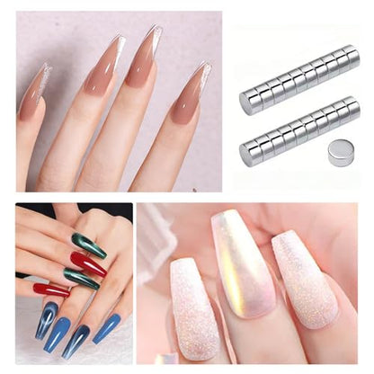 50pcs Mini Round Magnets for Acrylic Nail Clippers, Measuring Artificial Nail Length With Nail Clipper, Cat Eye Magnet for Nails, Refrigerator Sticker Magnets Or Post-It Magnets