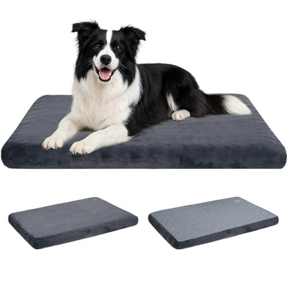 EMPSIGN Stylish Dog Bed Mat Dog Crate Pad Mattress Reversible (Cool & Warm), Water Proof Linings, Removable Machine Washable Cover, Firm Support Pet Crate Bed for Small to XX-Large Dogs, Grey - size: L(35"*22"*3")