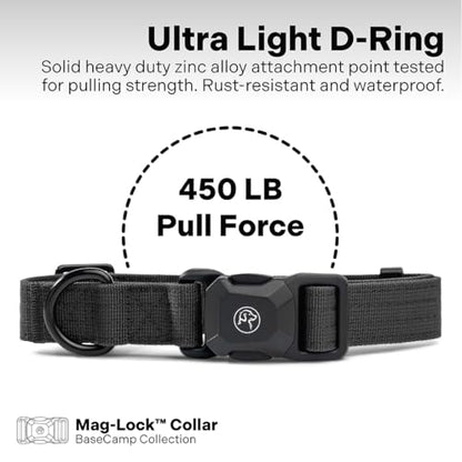 Heavy Duty Dog Collar with Quick-Release Magnetic Buckle, Adjustable Double Layer Nylon Dog Collar for Large Dogs, (Black, L: 16" to 24") - color: Black, size: L: 16" to 24"