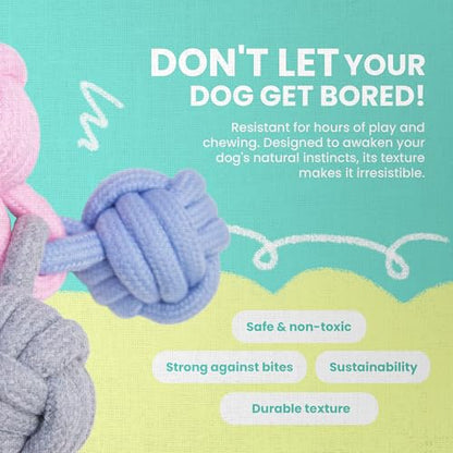 Snugarooz Try Me Knot Rope Dog Toy – Durable Three-Knot Pastel Design – Ideal for Active Chewers – Perfect for Tugging - Interactive Play and Dental Health - style: Try Me Knot