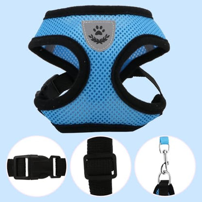 Pet Dog Vest Harnesses Puppy Cotton Polyester Adjustable Dog Mesh Harness Travel Chest Strap Vest Reflective (L, Blue) - color: Blue, size: L