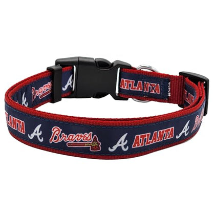 MLB Atlanta Braves Licensed PET COLLAR- Heavy-Duty, Strong, and Durable Dog Collar. Available in 29 Baseball Teams and 4 Sizes - color: Atlanta Braves, size: Medium