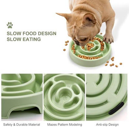 Slow Feeder Dog Bowls,Puzzle Dog Bowl with Anti-Slip, Slow Feeder & Non-Slip Design, Boredom and Anxiety Reducer, Suitable for All Breed Dogs and Cat - color: Green