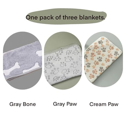 Clairooo Cat Blankets for Small Cats, 3 Pack Kitten Blanket Cute Paw Print Pet Blanket for Cat, Kitten, Miniature Puppy, 24 x 16 inches (Gray) - color: Gray