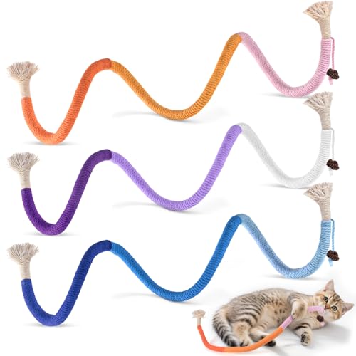 TINDTOP Cat Toys Chew Ropes, 3 Pack Interactive Cat Nip Kicker Toy for Indoor Kittens, Teeth Cleaning Toy for All Breeds, 19.5 Inches (50cm) - color: 3 Pack Ropes