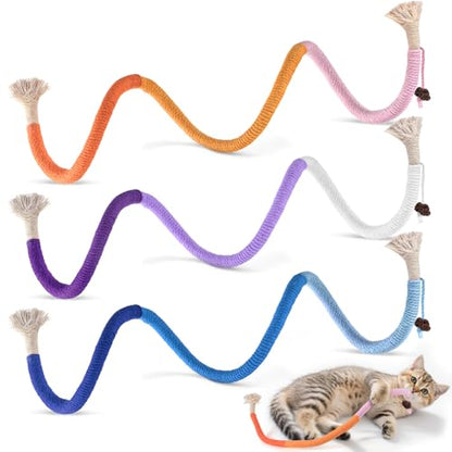 TINDTOP Cat Toys Chew Ropes, 3 Pack Interactive Cat Nip Kicker Toy for Indoor Kittens, Teeth Cleaning Toy for All Breeds, 19.5 Inches (50cm) - color: 3 Pack Ropes