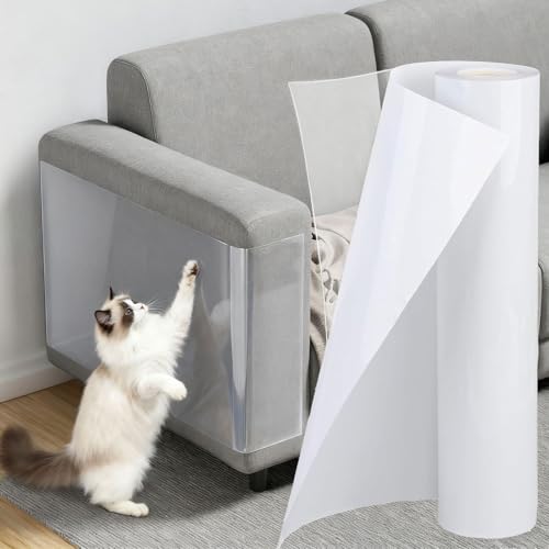 KEYIDE Clear Couch Protector from Cat Claws, 120"x12" Thick Self-Adhesive Furniture Guard from Cats Scratching for Sofa, Door, Chair & Table Legs - size: 120"x12"