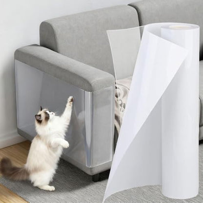 KEYIDE Clear Couch Protector from Cat Claws, 120"x12" Thick Self-Adhesive Furniture Guard from Cats Scratching for Sofa, Door, Chair & Table Legs - size: 120"x12"