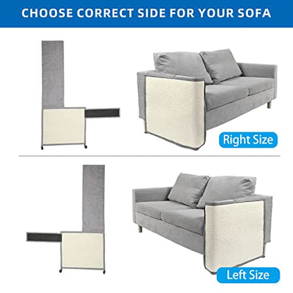 Cat Scratch Couch Protector with Natural Sisal for Protecting Couch Sofa Chair Furniture,Couch Protector from Cat Claws 23.6" L*19.7" W(Light Grey/Right Hand) - color: Light Grey