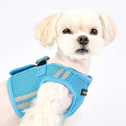 Puppia Soft Vest Dog Harness No Choke Step-in Reflective Triple Layered Breathable Mesh for Small and Medium Dog, Sky Blue, Medium - color: SKY BLUE, size: Medium