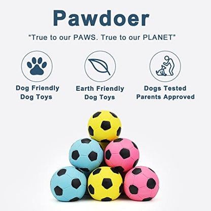 Squeaky Dog Ball, Soft Latex Rubber Squeaky Dog Toys for Small Dogs Puppies, Cute Bounce Squeak Toys Play Fetch Soccer Ball - color: 2.0″ Soccer ball - 3 Pack, size: Small