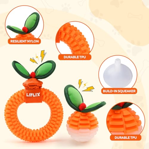 LIFLIX 2-Pack Dog Teeth Cleaning Toys, Durable TPU Bite and Brush Dog Toys for Small and Medium Dogs, Dental Puppy Teething Toys