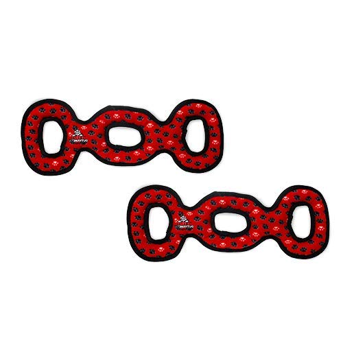 TUFFY- World's Tuffest Soft Dog Toy- Tug O War -Squeakers - Multiple Layers. Made Durable, Strong & Tough.(Tug,Toss & Fetch).Machine Washable & Floats (3Way Tug Red Paw, Large 2 Pack) - color: 3Way Tug Red Paw, size: Large 2 Pack