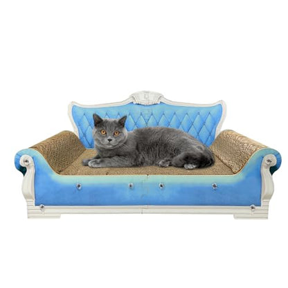 Luxury Cardboard Cat Scratcher Sofa Bed, Couch Shaped Scratching Board, Scratch Lounge with Catnip, Cat Scratcher for Indoor Cats Large Blue 25.4" Large - color: Blue Sofa