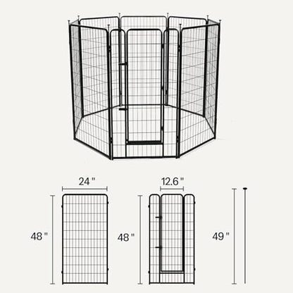 Amazon Basics Dog Playpen, 8 Panels Metal Fence with Door, Foldable for Indoor and Outdoor Use, Suitable for Small to Medium Sized Dogs, 48 Inch Height, Black - style: 8pcs-48"