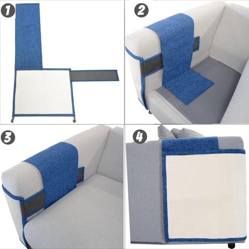 Cat Scratch Furniture Protector with Natural Sisal for Protecting Couch Sofa Chair Furniture,Couch Cat Scratch Protector 23.6" W*19.7" H (Dark Blue, Right Hand) - color: Blue