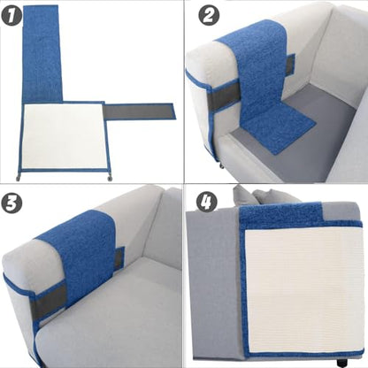 Cat Scratch Furniture Protector with Natural Sisal for Protecting Couch Sofa Chair Furniture,Couch Cat Scratch Protector 23.6" W*19.7" H (Dark Blue, Right Hand) - color: Blue