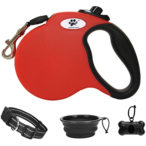 16 ft Retractable Dog Leash for Large Dogs up to 110 lbs,Tangle-Free Nylon Tape,Red L - color: red, size: Large
