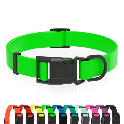 Waterproof Dog Collar, Easy to Clean Rubber Dog Collars with Quick Release Buckle Fits Small Medium or Large Dogs (Green, L (15.4-24.8 inch)) - color: Green, size: L (15.4-24.8 inch)