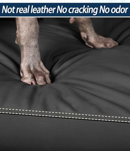 Medium Black Dog Bed with Easy to Wipe Clean Removable Faux Leather Cover, for Up to 30 lbs - color: Black, size: 28"L x 19"W x 3"Th