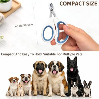 Stainless Steel Cat Nail Clippers with Mirror Finish, Smooth-Cut Claw Trimmers for Cats & Small Pets (White Blue, 2-Pack)