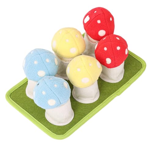Abaodam Interactive Dog Slow Feeder Toy Creative Puppy Sniffle Mat Squeaky Mushroom Dog Training Foraging Pad for Chewing and Boredom Relief
