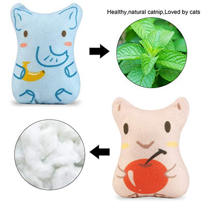 Catnip Toys for Indoor Cats - 5PCS Plush Cat Chew Toys Teething Interactive Catnip Filled Kitten Toy Soft Pet Toy