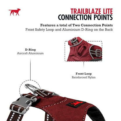 Tuff Pupper All-Day Wear Dog Harness | for Walking, Trail Running, Hiking | Front & Back Leash Clips | Reflective Trim | Easy On/Off Buckles | Lightweight Breathable | No Pull Design (XXS, Red) - color: Crimson Red, size: XX-Small
