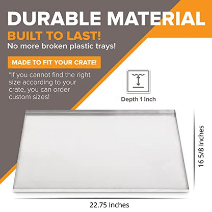 Pinnacle Systems 22.75" x 16.63" Metal Replacement Dog Crate Pan Chew Proof Crack Proof Pet Kennel Tray Central Dog Training Crate Pan Pet Supplies, Galvanized, 1" H - color: Galvanized, size: 22.7"L x 16.5"W x 1.0"H