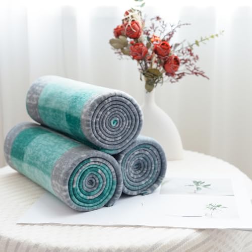 ZYFZCYBL Fleece Throw Blankets for Couch Bulk Lightweight Warm Soft Cozy Blanket 6 Pack Bulk Fleece Blanket Solid for Bed Couch Office Gifts Outdoor 50 x 60 inch Teal and Grey - color: Plaid (Teal and Grey)