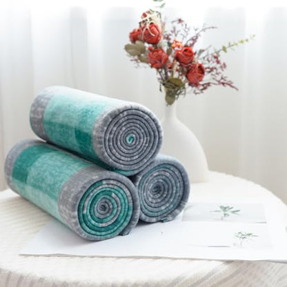 ZYFZCYBL Fleece Throw Blankets for Couch Bulk Lightweight Warm Soft Cozy Blanket 6 Pack Bulk Fleece Blanket Solid for Bed Couch Office Gifts Outdoor 50 x 60 inch Teal and Grey - color: Plaid (Teal and Grey)